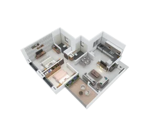 2 BHK Floor Plan